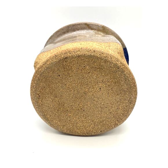 Unique Studio pottery planter Blue and‎ tan MCM pottery Vintage handmade - Picture 7 of 7